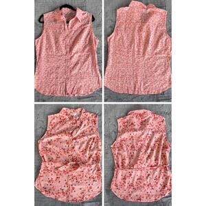 AUSTIN CLOTHING CO bundle of 2 Sleeveless Tops blouse Cotton L/XL floral Pink
